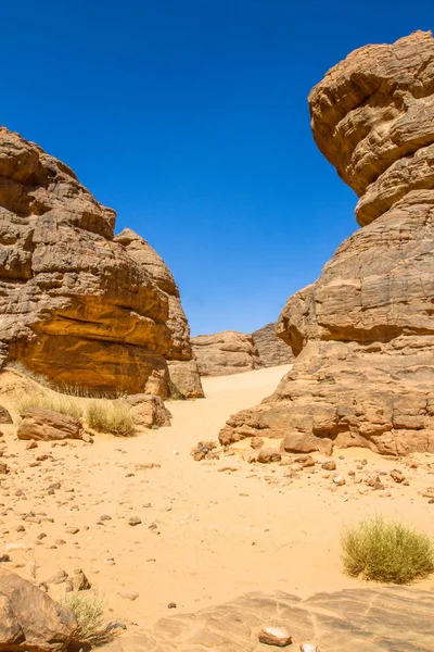 Desierto Del Sahara Paisaje Saharaui Increíble Formación Roca Arenisca Parque — Foto de Stock