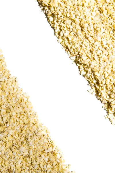 Close Dry Raw Yellow Millet Flakes Frame White Background — Stock Photo, Image
