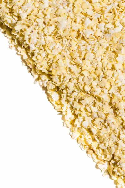 Κλείσε Ξηρό Ακατέργαστο Κίτρινο Πλαίσιο Νιφάδες Κεχρί Λευκό Φόντο — Φωτογραφία Αρχείου