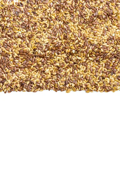 Закрывай Смешанные Семена Золота Коричневого Льна Семена Льна Рама — стоковое фото