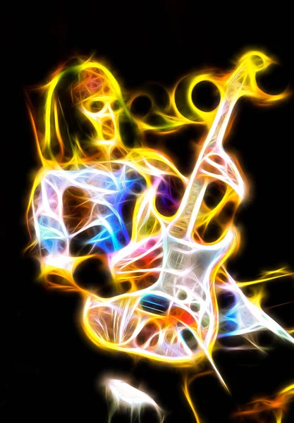 エレク トリック ギターを演奏炎ファントムの概要 — ストック写真