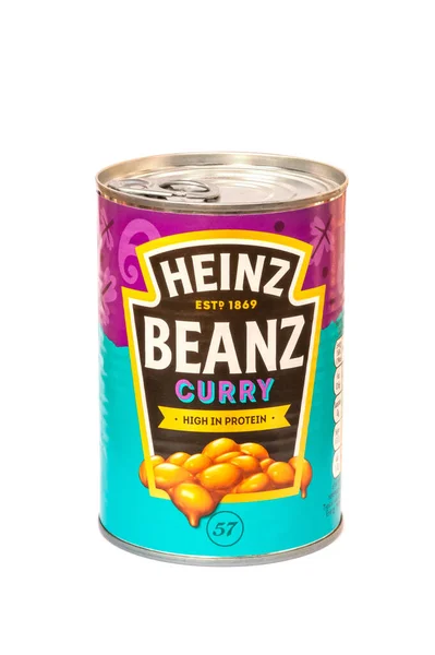 Boite Isolée Haricots Heinz Cuits Four Dans Une Sauce Curry — Photo