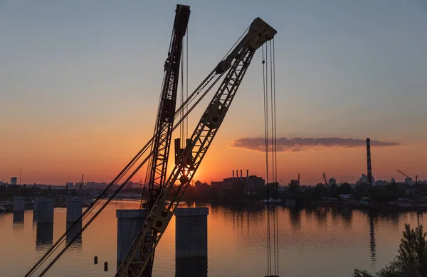 Kiev Ukrayna Mayıs 2018 Endüstriyel Bölge Kiev Podil Bölgesinde Dnieper — Stok fotoğraf