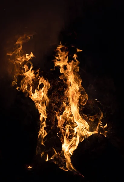 Flames Bonfire Night Fire Flames Black Background — Stock Photo, Image