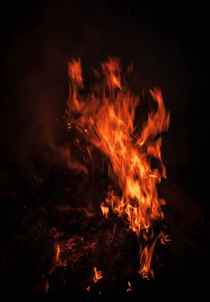 Vuur Vuur Kampvuur Vlammen Voor Bonfire Nachts Brand Vlammen Een — Stockfoto