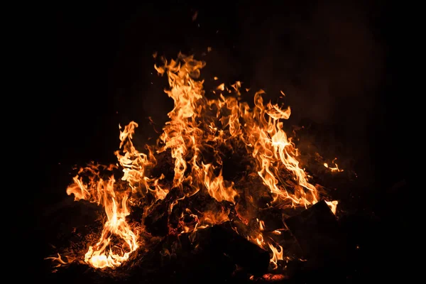 Vuur Vuur Kampvuur Vlammen Voor Bonfire Nachts Brand Vlammen Een — Stockfoto