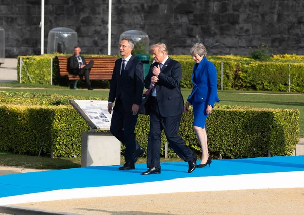 Brussels, Belçika - 11 Temmuz 2018: Nato Genel Sekreteri Jens Stoltenberg, bizi Başkan Donald Trump ve İngiltere Başbakanı Teresa zirvesinde Nato askeri İttifak'ın Mayıs