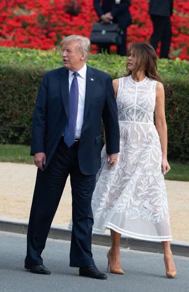 Brussels, Belçika - 11 Temmuz 2018: Bizi Başkan Donald Trump ve Amerika Birleşik Devletleri Melania koz zirvesinde Nato askeri İttifak'ın First Lady