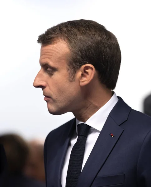 Bruselas Bélgica Julio 2018 Presidente Francés Emmanuel Macron Durante Cumbre —  Fotos de Stock