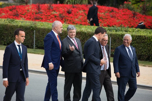 Bruselas Bélgica Julio 2018 Presidente Ucraniano Petro Poroshenko Los Líderes —  Fotos de Stock