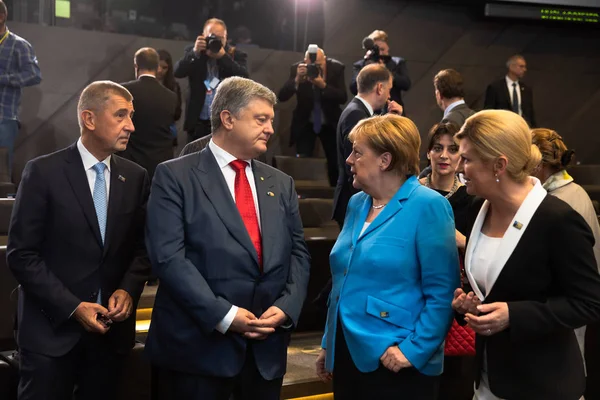 Bryssel Belgien Jul 2018 Ukrainas President Petro Poroshenko Och Tysklands — Stockfoto