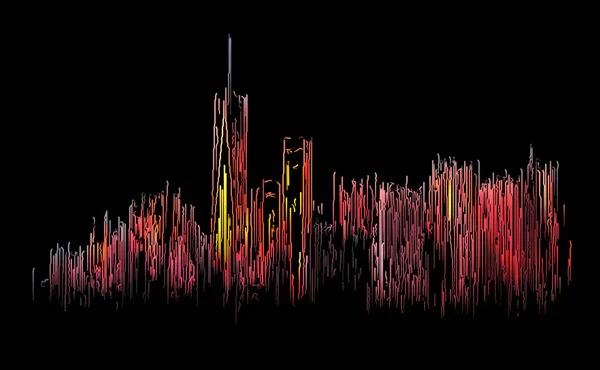 Abstraktní Manhattanu Panorama New Yorku Maloval Barevné Linky Černém Pozadí — Stock fotografie