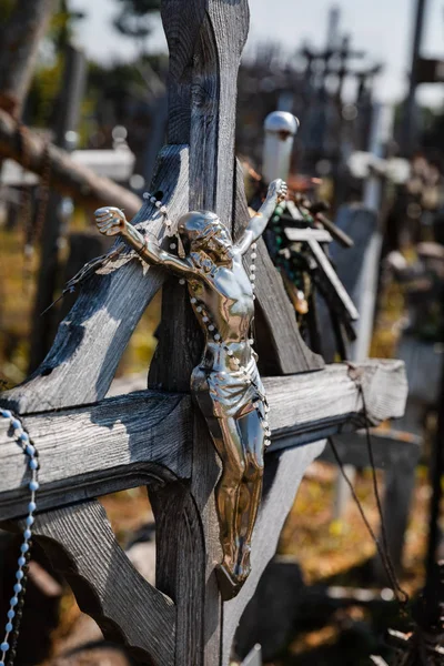 The Crucifixion of Christ. Hill of Crosses is a unique monument of history and religious folk art in Siauliai, Lithuania.