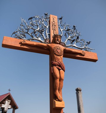 Siauliai, Litvanya haçlar Hill tahta haç. Tepe çarpılar tarihi ve dini Halk sanat benzersiz bir abidesi