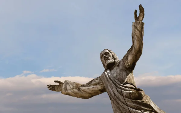 Trä Staty Jesus Kristus Det Korskullen Šiauliai Lithuania Korskullen Ett — Stockfoto