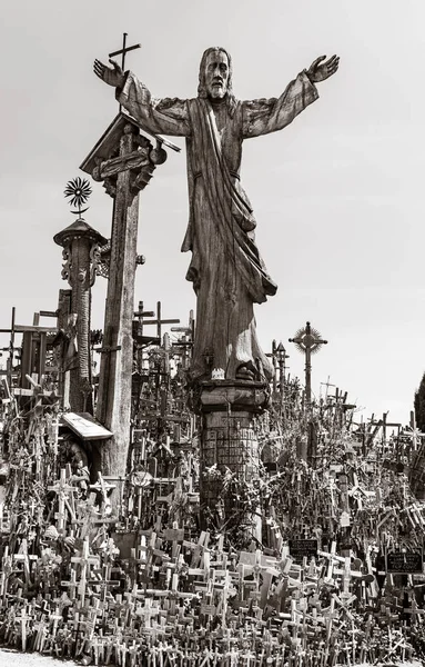 Старое Деревянное Распятие Христа Крестном Холме Шяуляе Литва Крестный Холм — стоковое фото