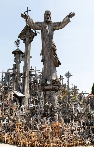 Antico Crocifisso Ligneo Cristo Sul Colle Delle Croci Siauliai Lituania — Foto Stock