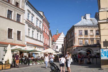 Lublin, Polonya - 27 Temmuz 2018: Sokakları ve mimari Lublin eski şehir. Lublin Polonya'dokuzuncu büyük şehridir.