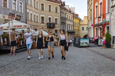 Lublin, Polonya - 27 Temmuz 2018: Sokakları ve mimari Lublin eski şehir. Lublin Polonya'dokuzuncu büyük şehridir.
