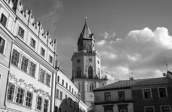 Lublin Polen Jul 2018 Schwarz Weißes Bild Der Straßen Und — Stockfoto