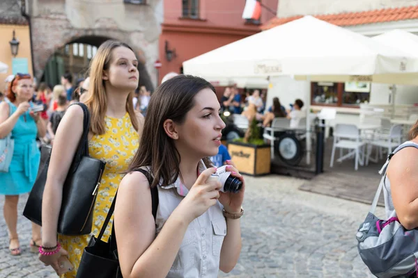 Lublin Polen Juli 2018 Massen Von Touristen Und Urlaubern Auf — Stockfoto