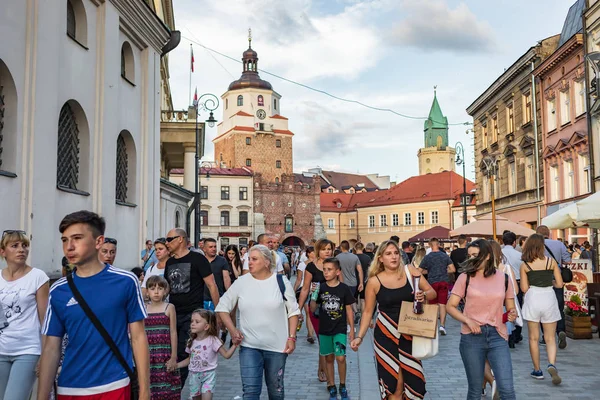 Lublin Polonya Temmuz 2018 Kalabalık Turist Tatilciler Lublin Eski Şehir — Stok fotoğraf