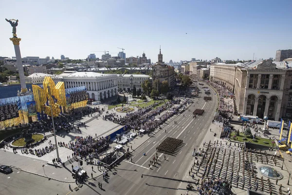 Kiev Ukraine Aug 2018 Military Parade Kiev Column Military Equipment — Stock Photo, Image