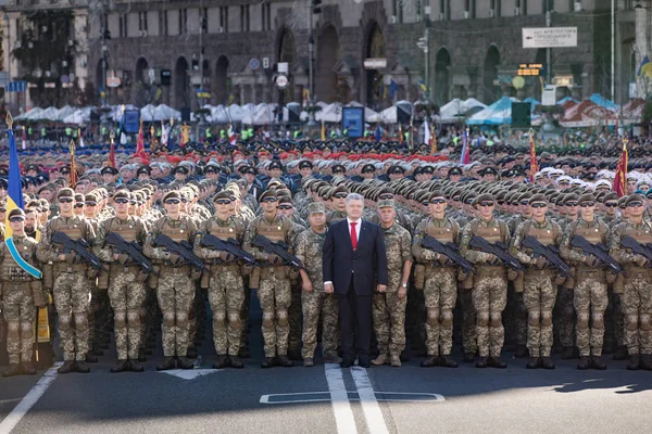 Kiev Ukraine Août 2018 Président Ukrainien Petro Porochenko Les Soldats — Photo