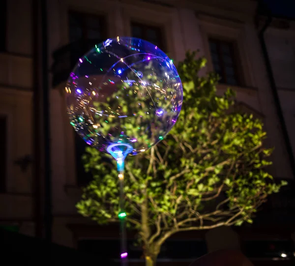 Lublin Pologne Juil 2018 Ballon Transparent Led Avec Guirlande Lumineuse — Photo