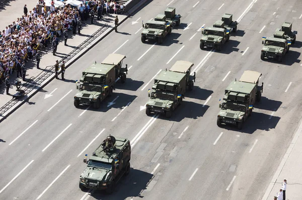 Kiev Ucrânia Agosto 2018 Desfile Militar Kiev Coluna Equipamento Militar — Fotografia de Stock