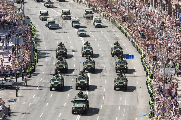 Kiev Ukraine Aug 2018 Military Parade Kiev Column Military Equipment — Stock Photo, Image