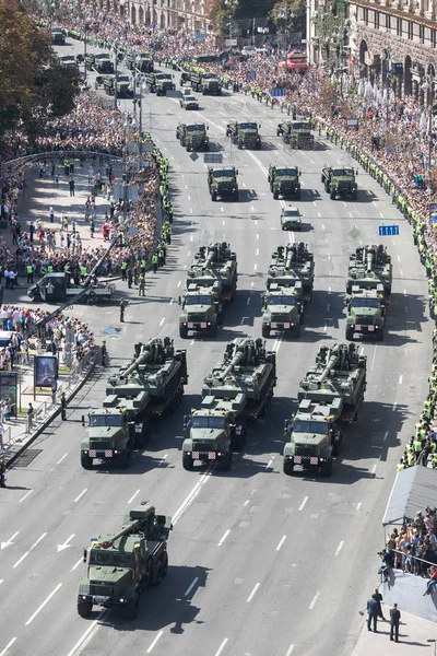 Kiev Ukraine Août 2018 Défilé Militaire Kiev Colonne Matériel Militaire — Photo