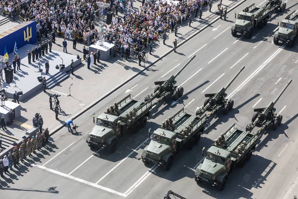 Kiev Ukraine Aug 2018 Military Parade Kiev Column Military Equipment — Stock Photo, Image