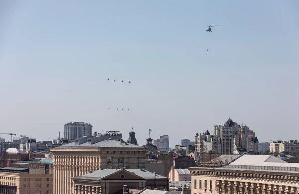 Kiew Ukraine August 2018 Militärparade Kiew Militärische Und Militärische Transportflugzeuge — Stockfoto