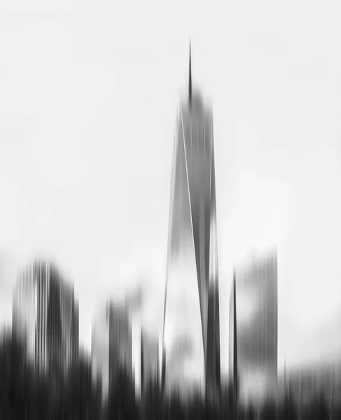 一个世界贸易中心或自由大厦摩天大楼的抽象模糊的形象 — 图库照片