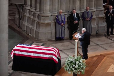 WASHINGTON D.C., USA - Sep. 01, 2018: Memorial service of U.S. Senator John McCain at National Cathedral in Washington, USA on September 1, 2018 clipart