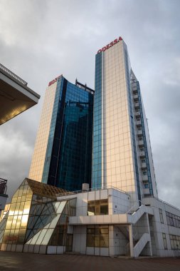 Odessa, Ukrayna - Eyl 10, 2018: Yolcu, Karadeniz liman otel Odessa'da görünümünü