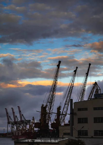 Odessa Ukraine Septembre 2018 Port Commercial Industriel Maritime Odessa Soir — Photo