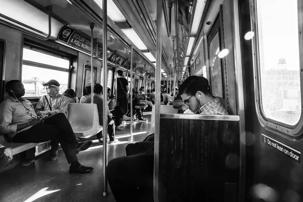 Nueva York Septiembre 2017 Metro Nueva York Pasajeros Vagón Del — Foto de Stock