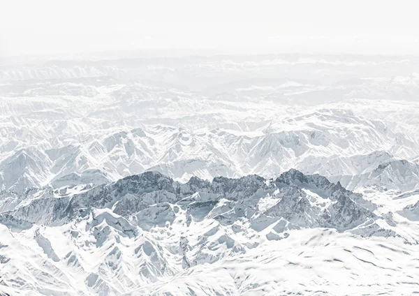 Montañas Nevadas Tonalidad Clara Vista Desde Avión Las Montañas Nevadas — Foto de Stock