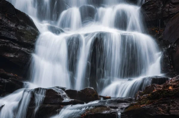 Waterfall Forest Stream Carpathian Mountains Ukraine Europe Blurry Jets Water — Stock Photo, Image