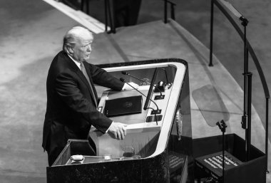 New York, ABD - Eylül 25, 2018: Amerika Birleşik Devletleri Donald Trump 73th oturumu New York'ta BM derleme sırasında Başkanı