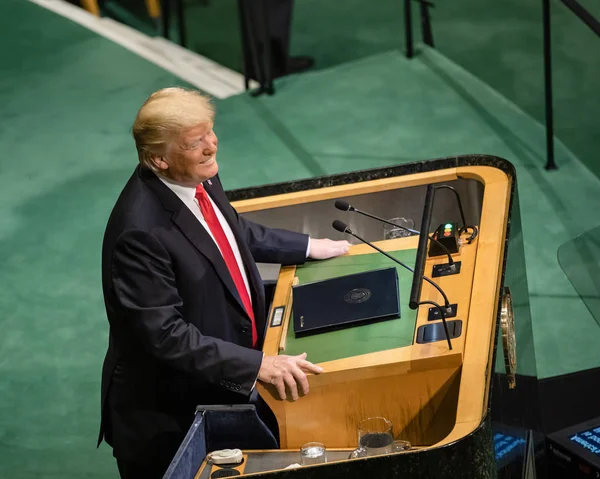 2018年9月25日 美国总统在纽约联合国大会第七十三届会议期间唐纳德 特朗普 — 图库照片