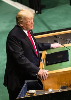 New York, ABD - Eylül 25, 2018: Amerika Birleşik Devletleri Donald Trump 73th oturumu New York'ta BM derleme sırasında Başkanı
