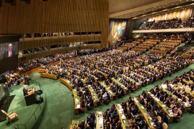 New York, ABD - Eylül 25, 2018: Amerika Birleşik Devletleri Donald Trump 73th oturumu New York'ta BM derleme sırasında Başkanı