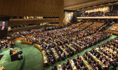 New York, ABD - Eylül 25, 2018: Amerika Birleşik Devletleri Donald Trump 73th oturumu New York'ta BM derleme sırasında Başkanı