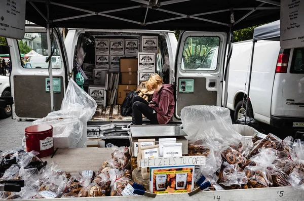 New York Usa Sep 2018 Manhattan Street Scene Food Market — Stock Photo, Image