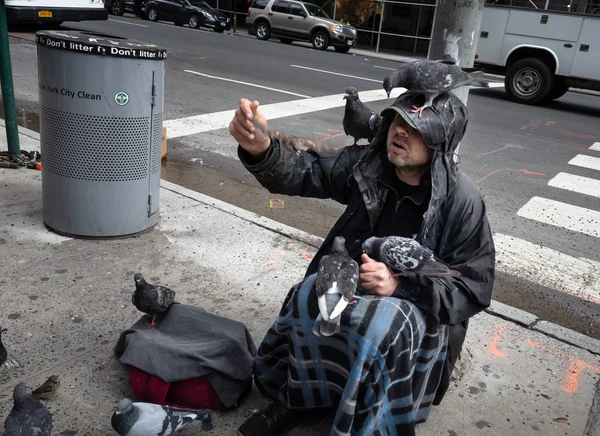 New York Usa Sep 2018 Manhattan Street Scen Hemlös Man — Stockfoto