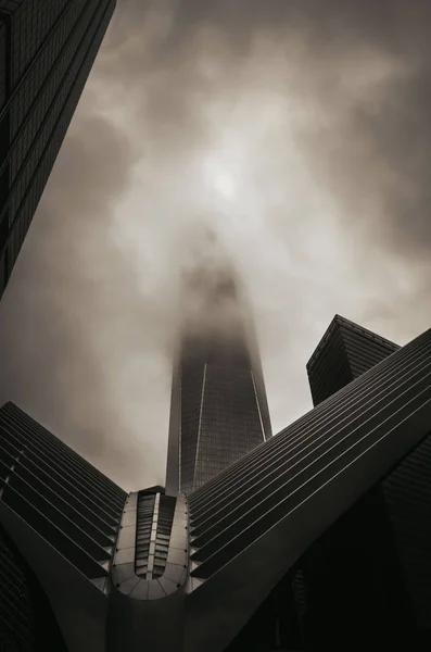 New York Usa Září 2018 Černobílý Obrázek Manhattanu Moderní Architektury — Stock fotografie
