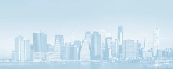 Világos Kék Kép Manhattan Reggel New York City Skyline Panoráma — Stock Fotó